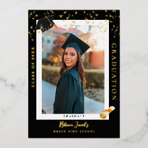 Elegant Black Graduation Photo Annoucment
