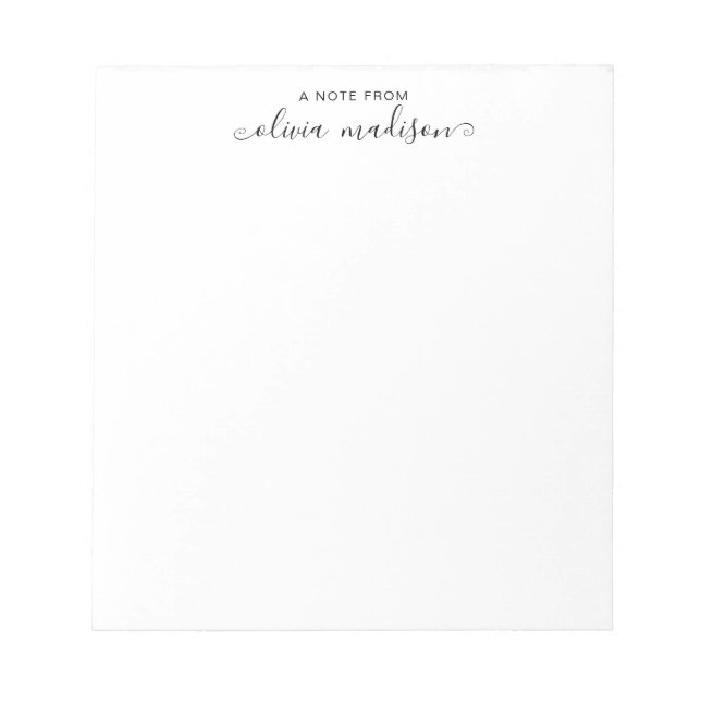 Elegant Black Gray Classic Feminine Girly Script Notepad (Front)