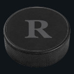 Elegant Black &gray Monogram  Hockey Puck<br><div class="desc">elegant black and gray monogram hockey puck   , </div>