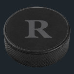 Elegant Black &gray Monogram  Hockey Puck<br><div class="desc">elegant black and gray monogram hockey puck   , </div>