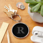 Elegant Black &gray Monogram  Key Ring<br><div class="desc">elegant black and gray monogram keychain  , </div>