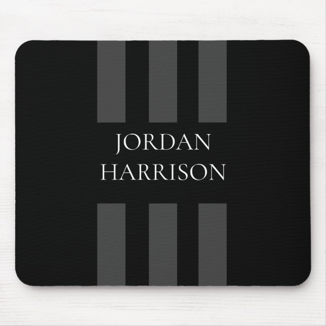 Elegant Black Gray Stripes Logo mouse pad (Front)