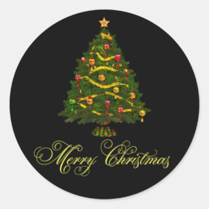 Elegant Black Green Christmas Tree Stickers