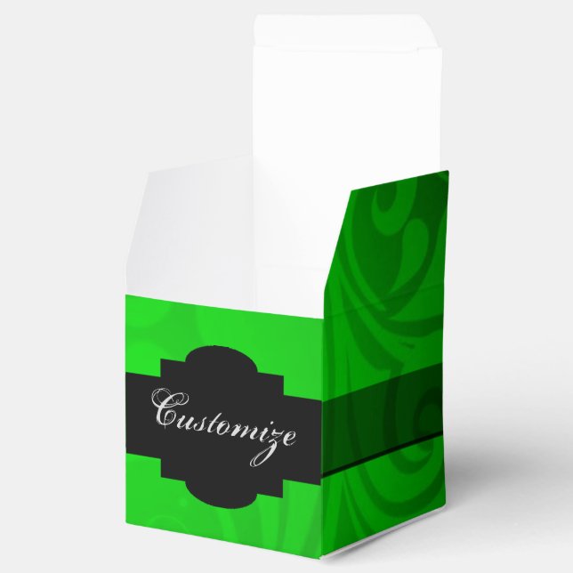Elegant Black & Green Cube Favour Box (Opened)