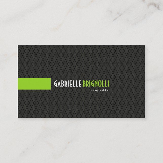 Elegant Black & Green Geometric Pattern Business Card (Front)