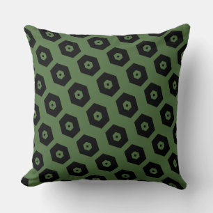 Elegant Black Green Geometric Pattern Cushion