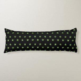 Elegant Black Green Stars Sparkle Glam Bedding Body Cushion