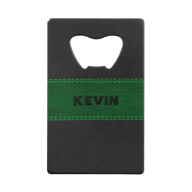 Elegant Black & Green Vintage Leather Credit Card (Front)
