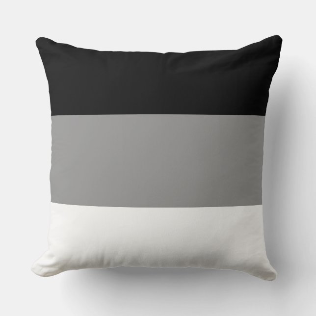 Elegant Black Grey and White Throw Pillow (Front)
