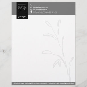 Elegant Black & Grey Botanical Beauty Spa Modern Custom Letterhead