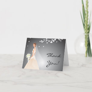 Elegant Black & Grey Bride Thank You Note Card