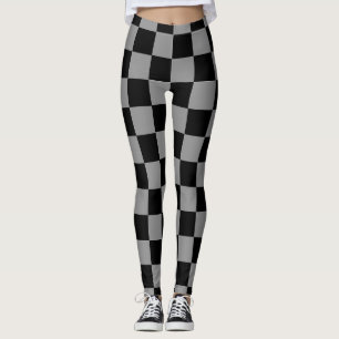 Elegant black &grey chequered leggings