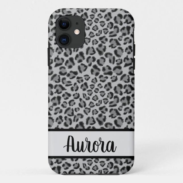 Elegant Black grey Leopard cheetah pattern   Case-Mate iPhone Case (Back)