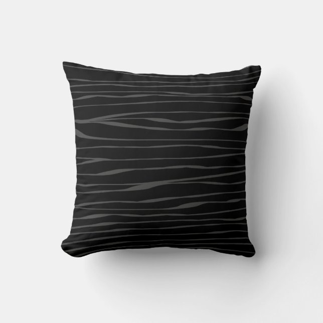 Elegant Black Grey Modern Abstract Zebra Cushion (Front)