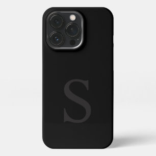 Elegant black &grey monogram initial iPhone 13 pro case