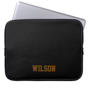 Elegant black &grey monogram name  laptop sleeve