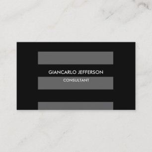 Elegant Black Grey Striped Minimalist Professional Business Card