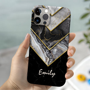 Elegant black grey unique geometric iPhone 15 case
