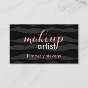Elegant Black & Grey Zebra Stripes Makeup Artist Business Card