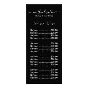 Elegant Black Hair Salon Price Rack Card