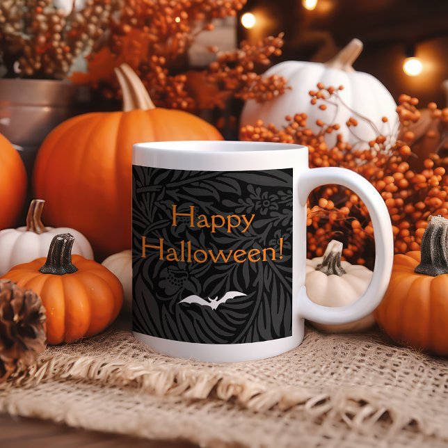 Elegant Black Halloween Floral Botanical Coffee Mug (Creator Uploaded)