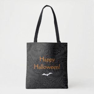Elegant Black Halloween Floral Botanical  Tote Bag