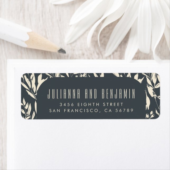 Elegant Black Hand Painted Floral Return Address (Insitu)