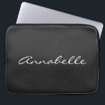 Elegant Black Handwritten Script Name Custom Chic Laptop Sleeve<br><div class="desc">This custom laptop sleeve features your name in beautiful handwritten script lettering on a stylish black background. Great gift idea.</div>