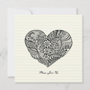Elegant Black Heart Invitation