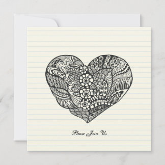 Elegant Black Heart Invitation