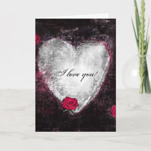 Elegant black heart & roses "I love you" Card