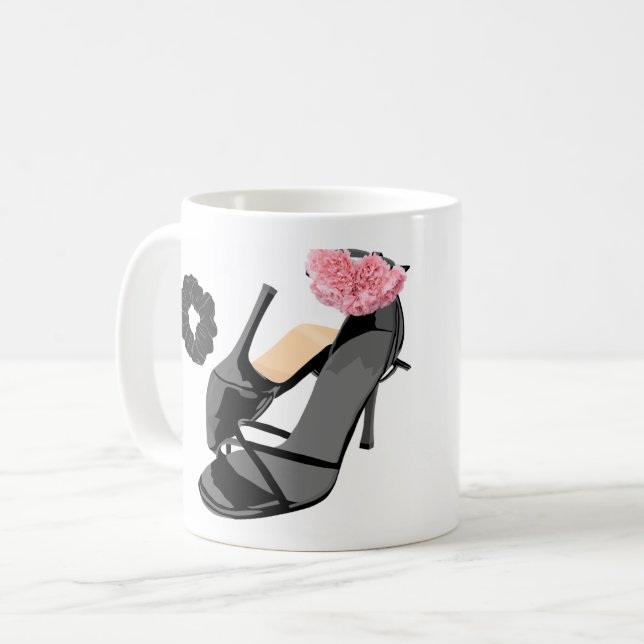 Elegant Black Heels & Carnation Art – Classy Femin Coffee Mug (Front Left)