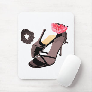 Elegant Black Heels & Carnation Art – Classy Femin Mouse Mat
