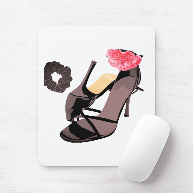 Elegant Black Heels & Carnation Art – Classy Femin Mouse Mat (With Mouse)