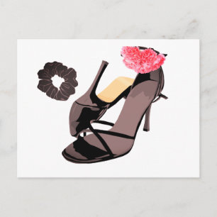 Elegant Black Heels & Carnation Art – Classy Femin Postcard