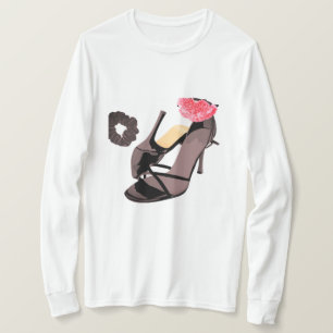 Elegant Black Heels & Carnation Art – Classy Femin T-Shirt