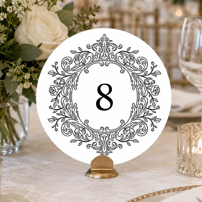Elegant Black Heirloom Wedding Table Number (Creator Uploaded)