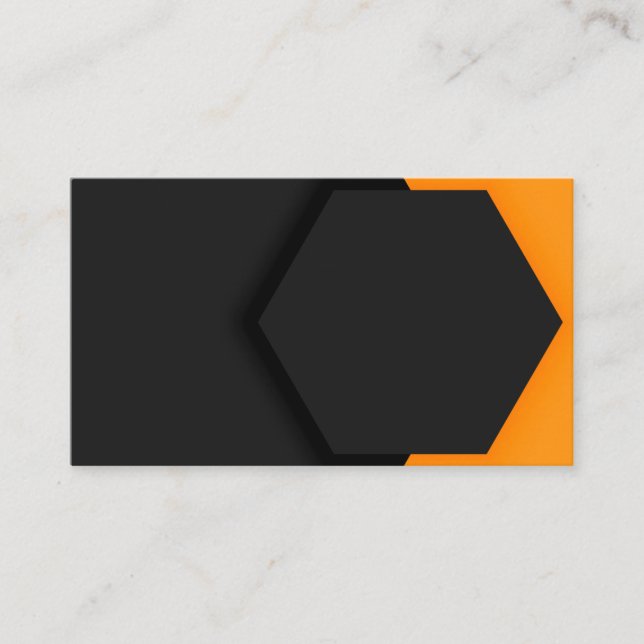 Elegant Black Hexagon Business Card (Front)