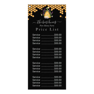 Elegant Black Honey Price List   Custom Price list Rack Card