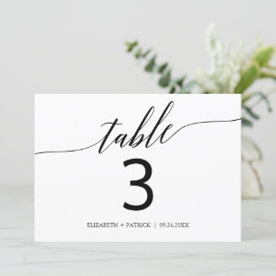 Elegant Black Horizontal Table Number 5x7"