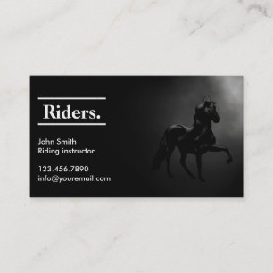 Elegant Black Horse Horseback Riding Business Card