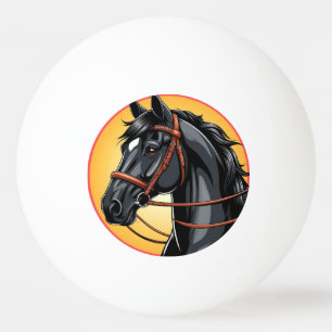 Elegant Black Horse Portrait Ping Pong Ball