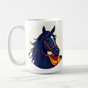 Elegant Black Horse Portrait With Red Bridle Coffee Mug