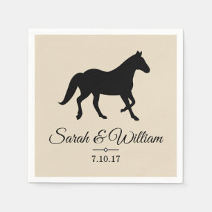 Elegant Black Horse Silhouette   Personalised Napkin