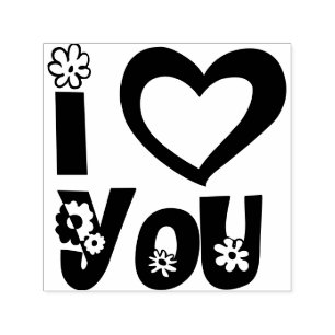Elegant Black I Love You Minimalist Self-inking Stamp