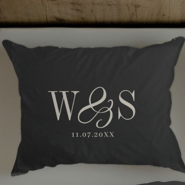 Elegant black initial wedding  pillowcase (Creator Uploaded)