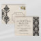 Elegant Black Ivory Damask Scrollwork Wedding