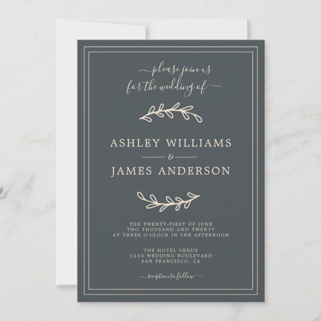 Elegant Black Ivory Wedding invitation (Front)