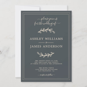 Elegant Black Ivory Wedding invitation