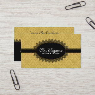 Elegant Black Lace and Baroque Business Card